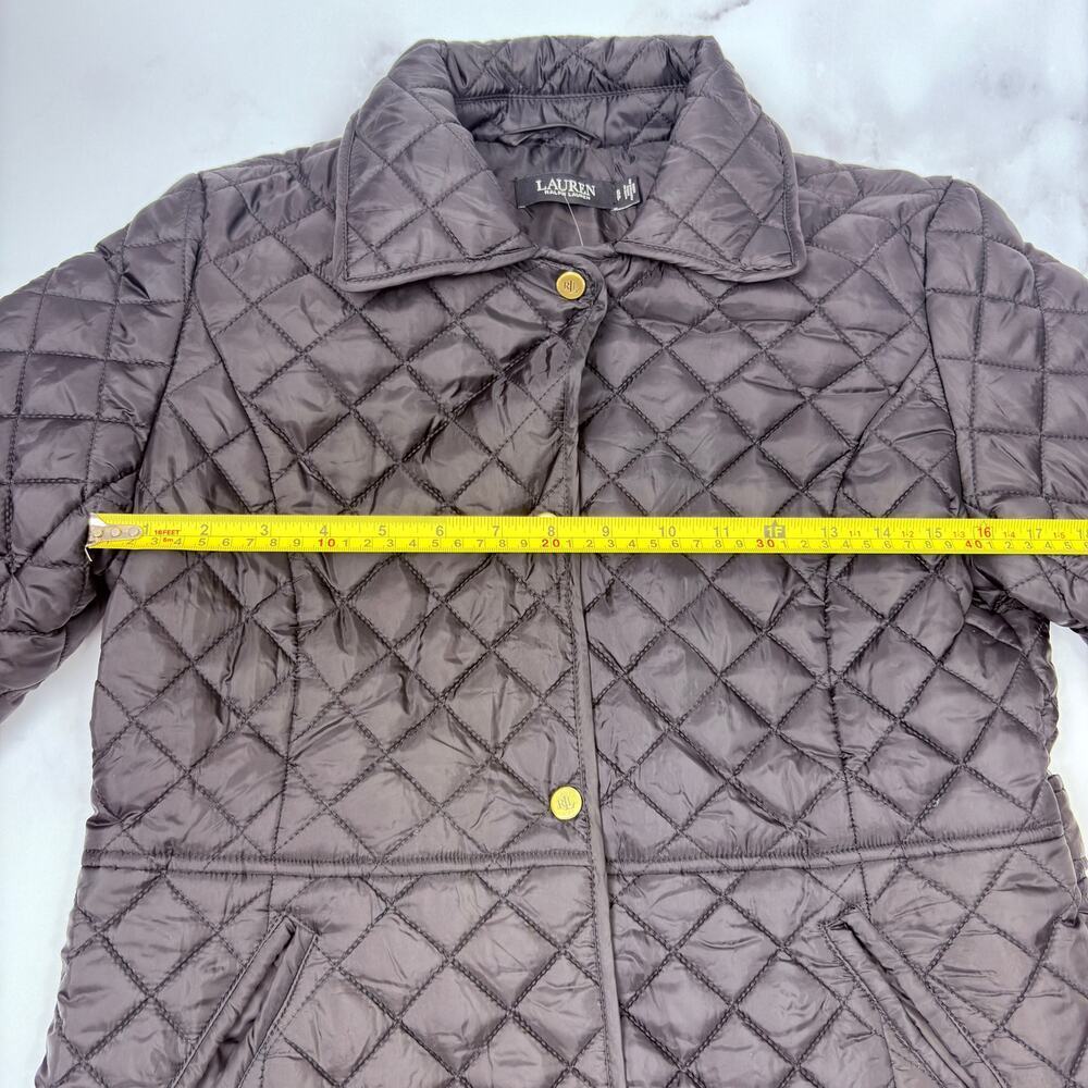 NWT Lauren Ralph Lauren Black Quilted Barn Jacket Gold Snap Equestrian Coat - Picture 11 of 12